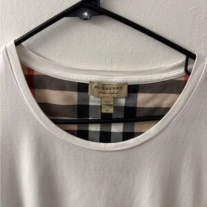 Burberry Ivory Tee with Signature Check Accent